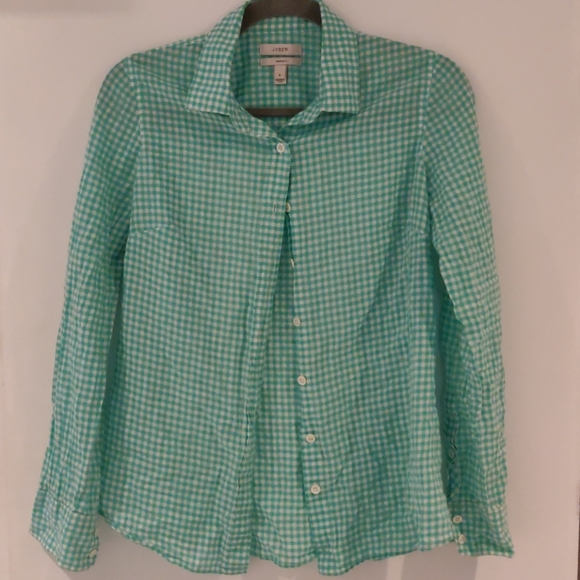 J.Crew Vintage green gingham shirt - Picture 1 of 3
